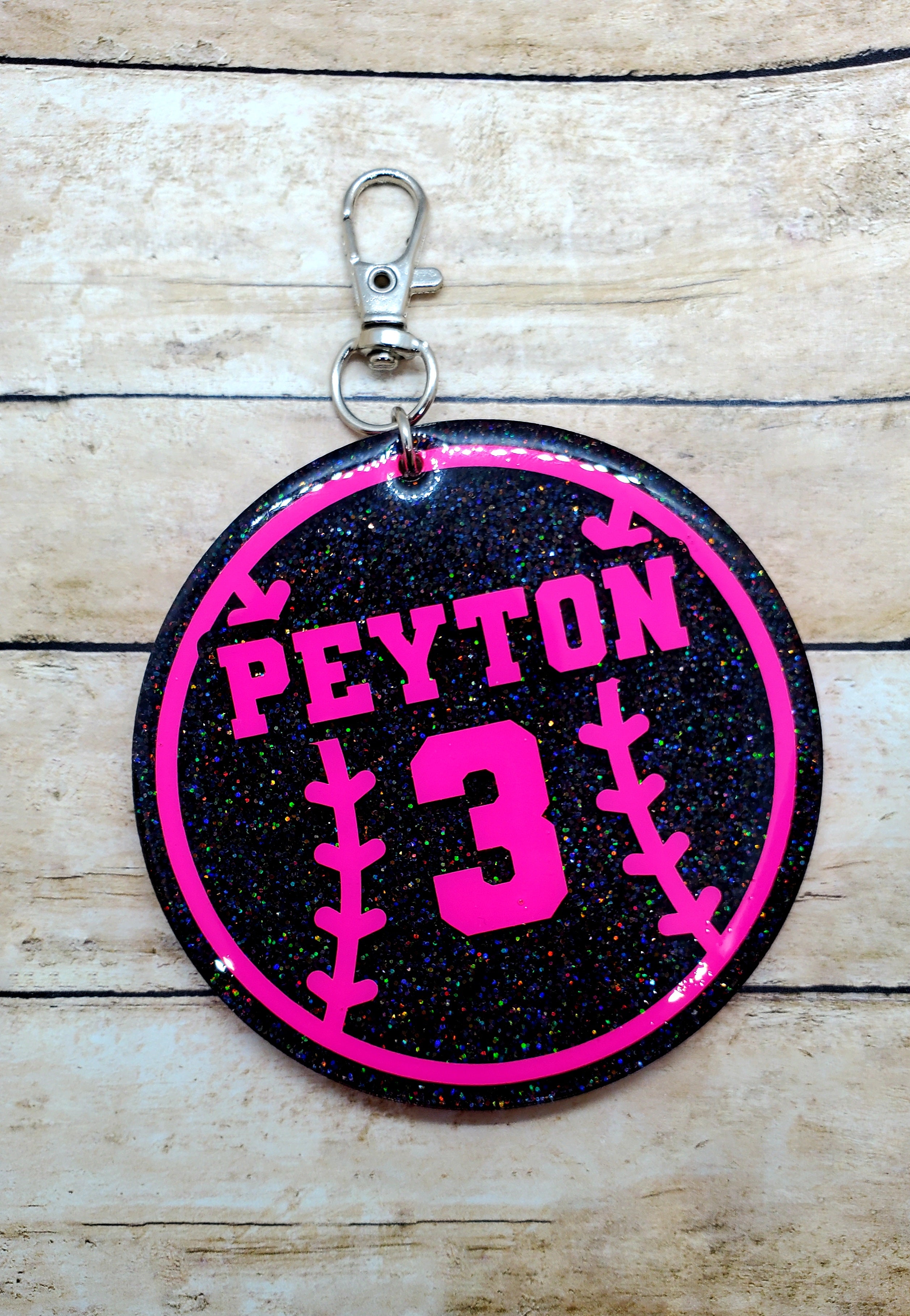 Glitter Softball Bag Tag