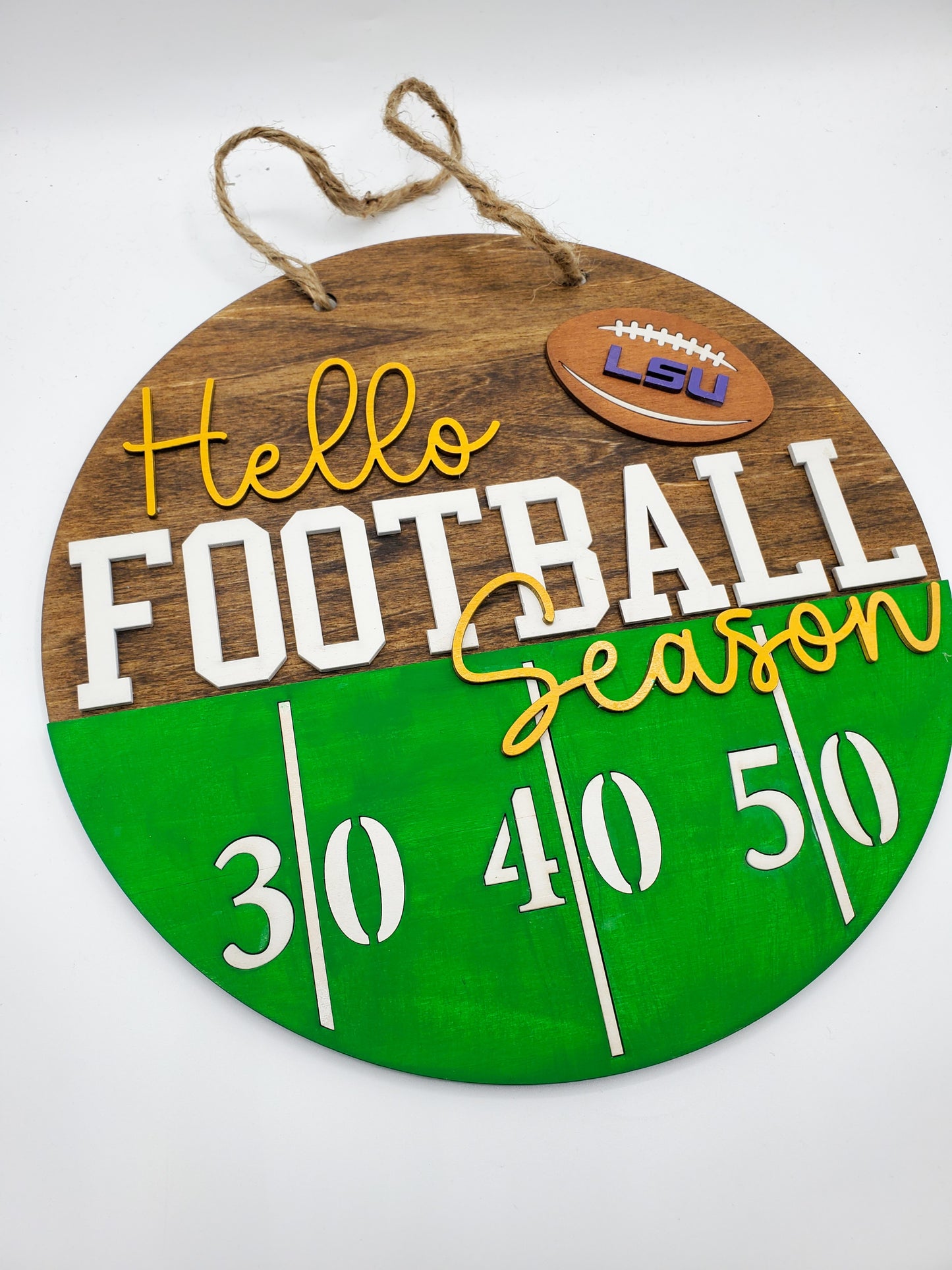 Hello Football Season Wooden Door Hanger