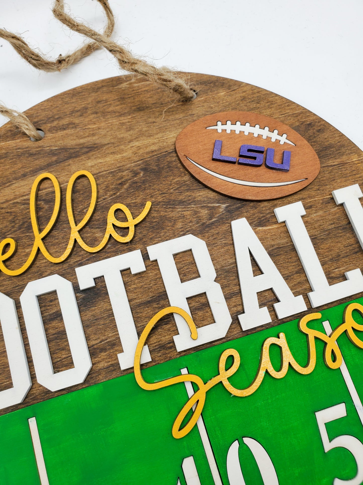 Hello Football Season Wooden Door Hanger