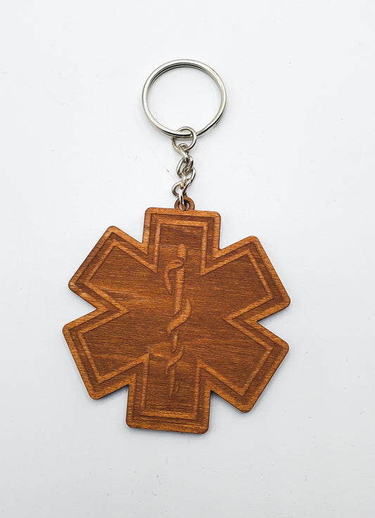 Engraved Star of Life Keychain