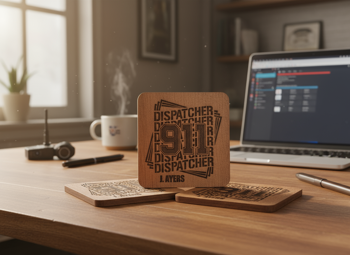 Custom Engraved Personalized 911 Dispatcher Wooden Coasters – Made to ...