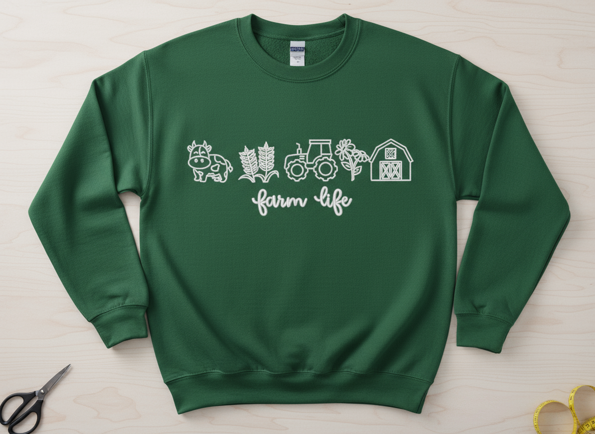 Farm Life Embroidered Sweatshirt