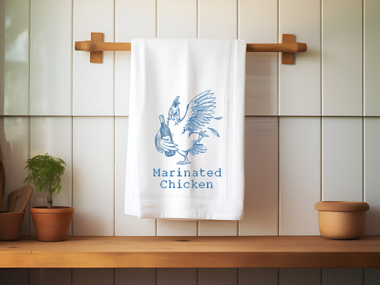 Marinated Chicken Embroidered Flour Sack Towel