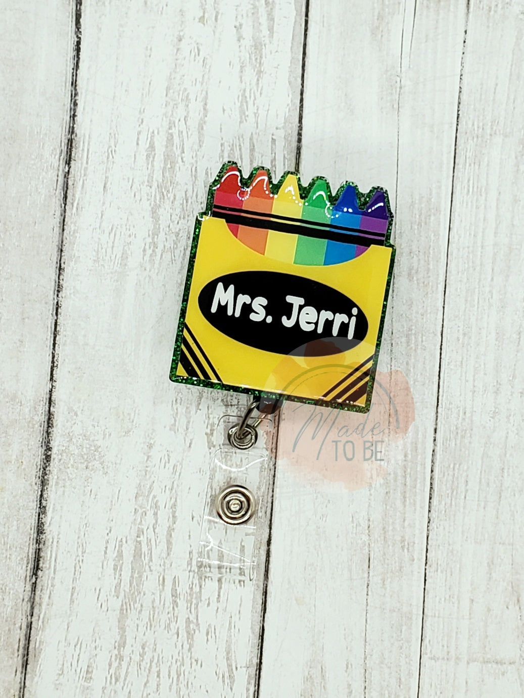 Personalized Crayon Box Badge Reel