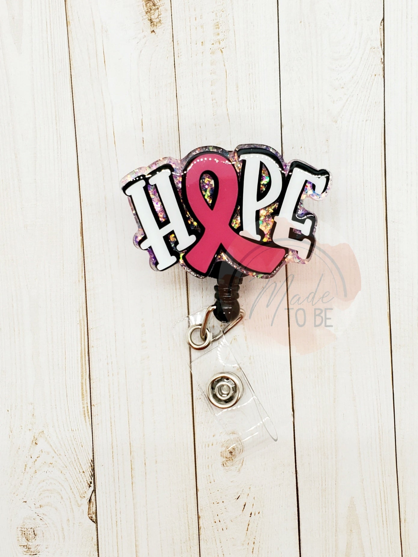 Customizable Hope Cancer Awareness Ribbon Badge Reel