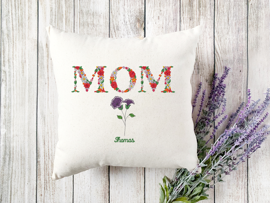 Personalized Embroidered Mom Pillow