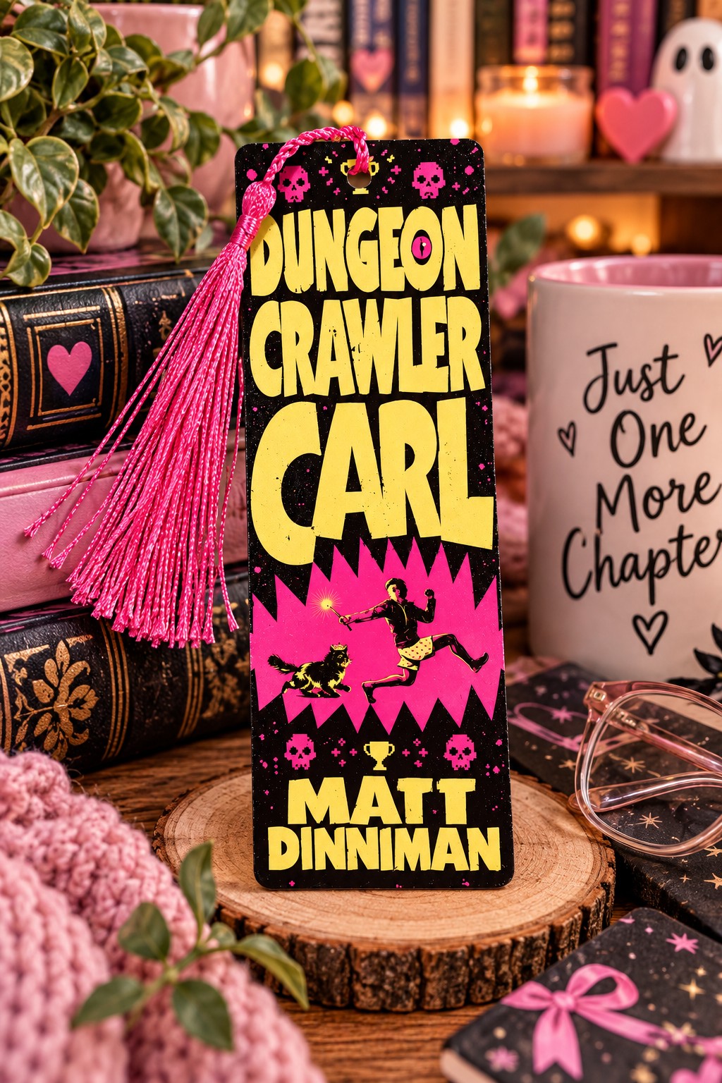Dungeon Crawler Carl Carl & Donut Aluminum Bookmark | UV Printed with Tassel