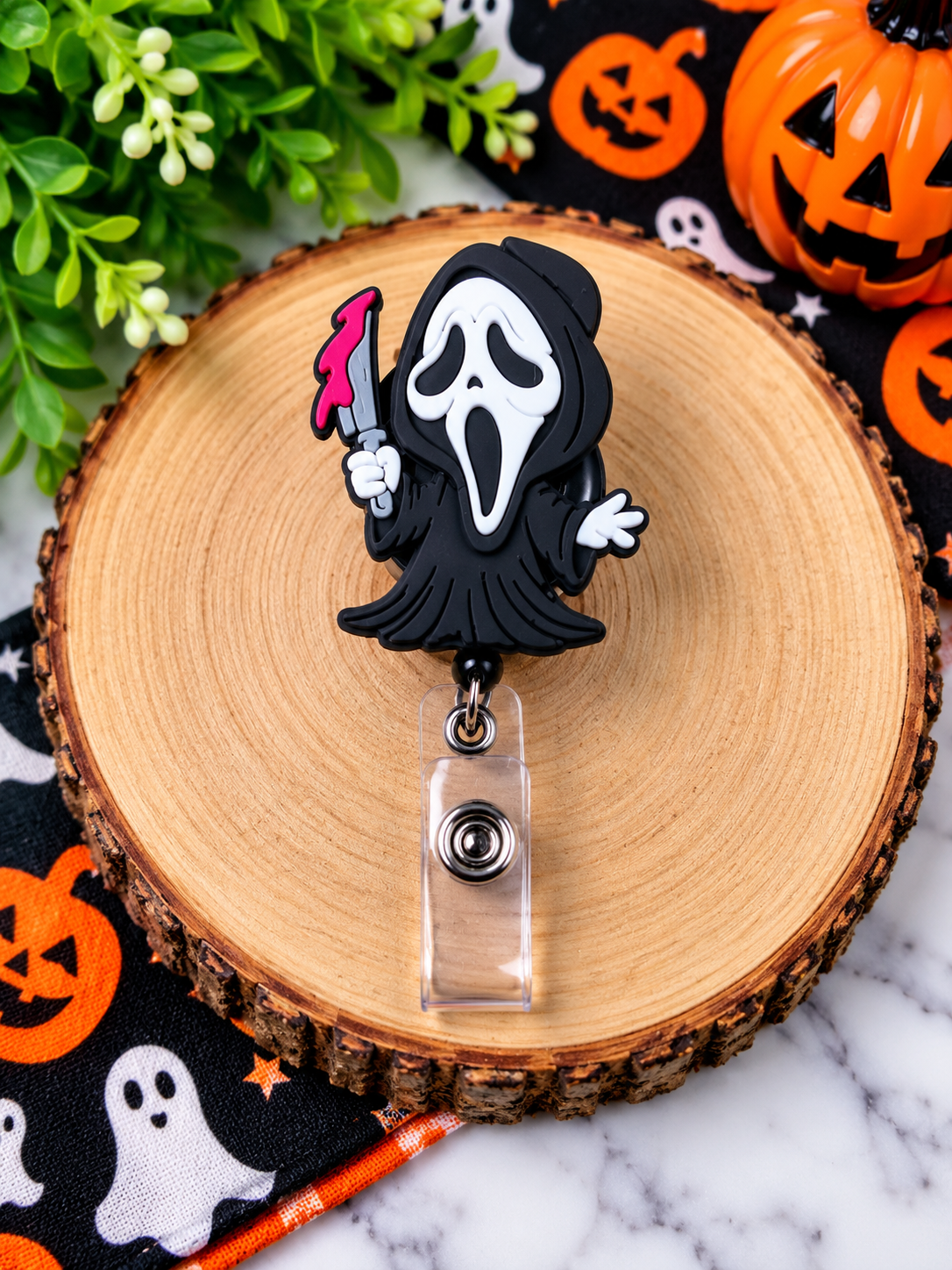 Hooded Ghost Horror 3D Printed Badge Reel product photo