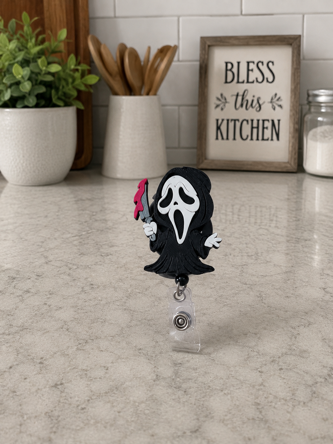 Hooded Ghost Horror 3D Printed Badge Reel product photo