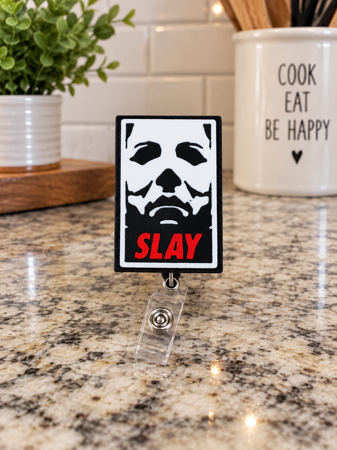 SLAY Mask Horror 3D Printed Badge Reel product photo