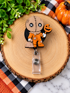 Stitched Pumpkin Halloween 3D Printed Badge Reel product photo