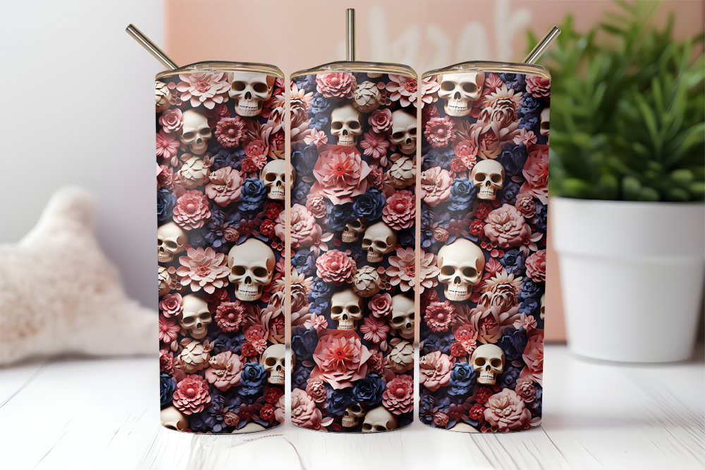 Floral Skull 20 oz Sublimation Tumbler