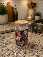 Friday the 13th Inspired Horror 16 oz Glass Can Tumbler | Slasher Fan Cup photo 3
