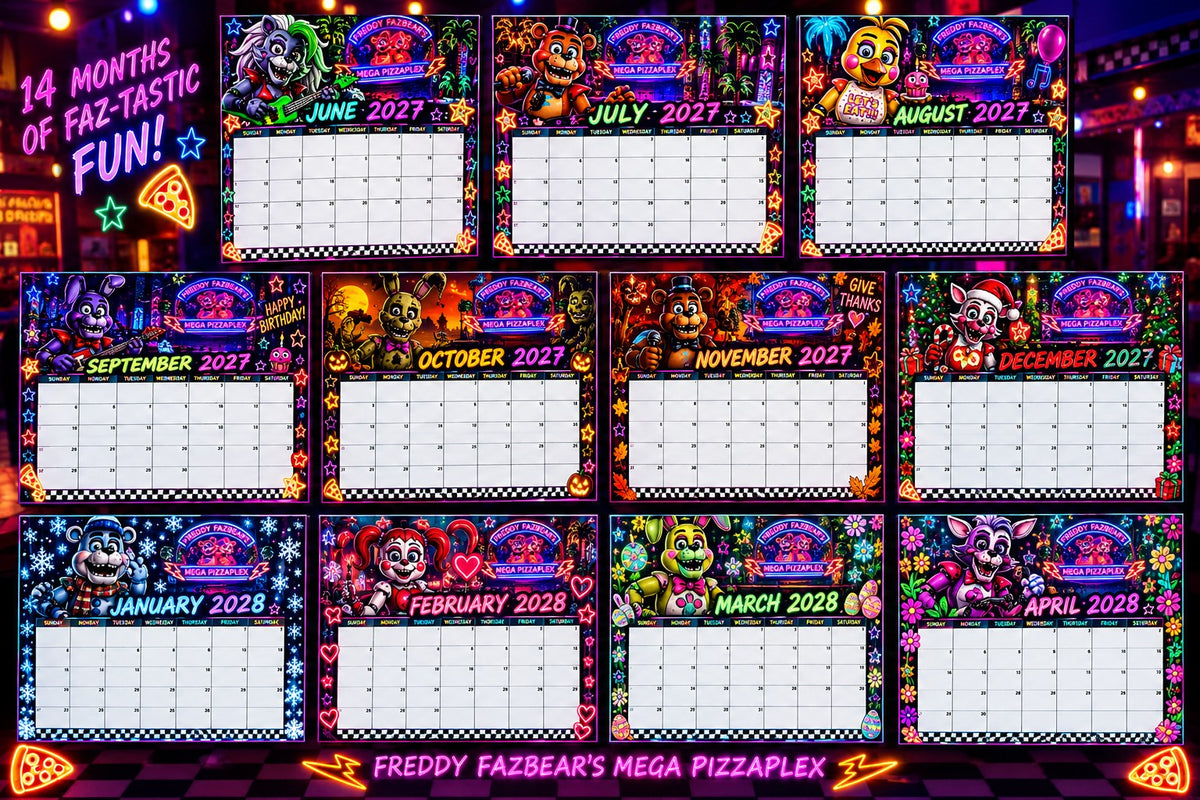 Example of colorful themed calendar month designs