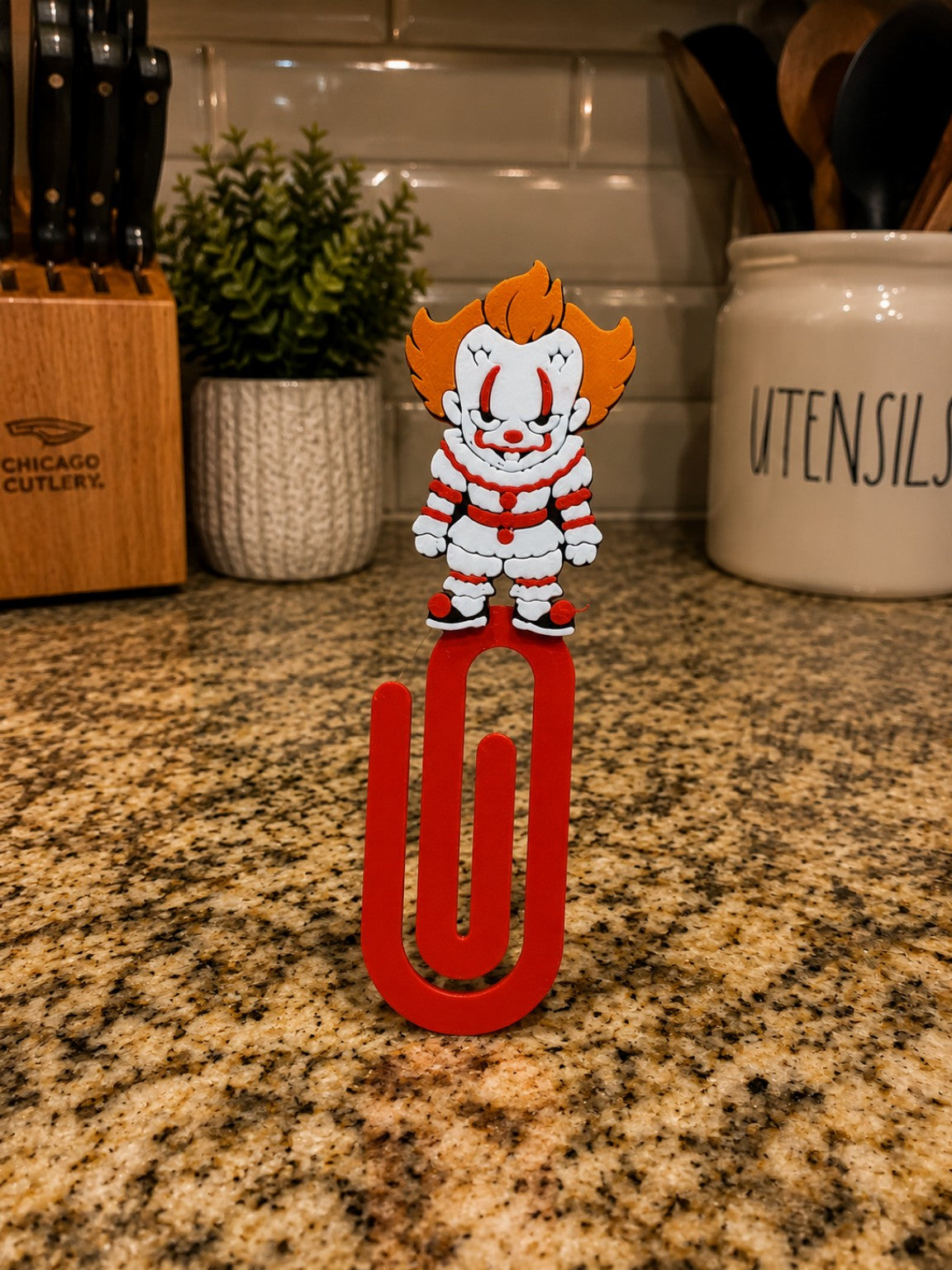 Orange Hair Clown 3D printed paper clip bookmark