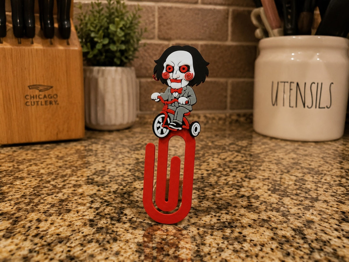 Tricycle Puppet 3D printed paper clip bookmark
