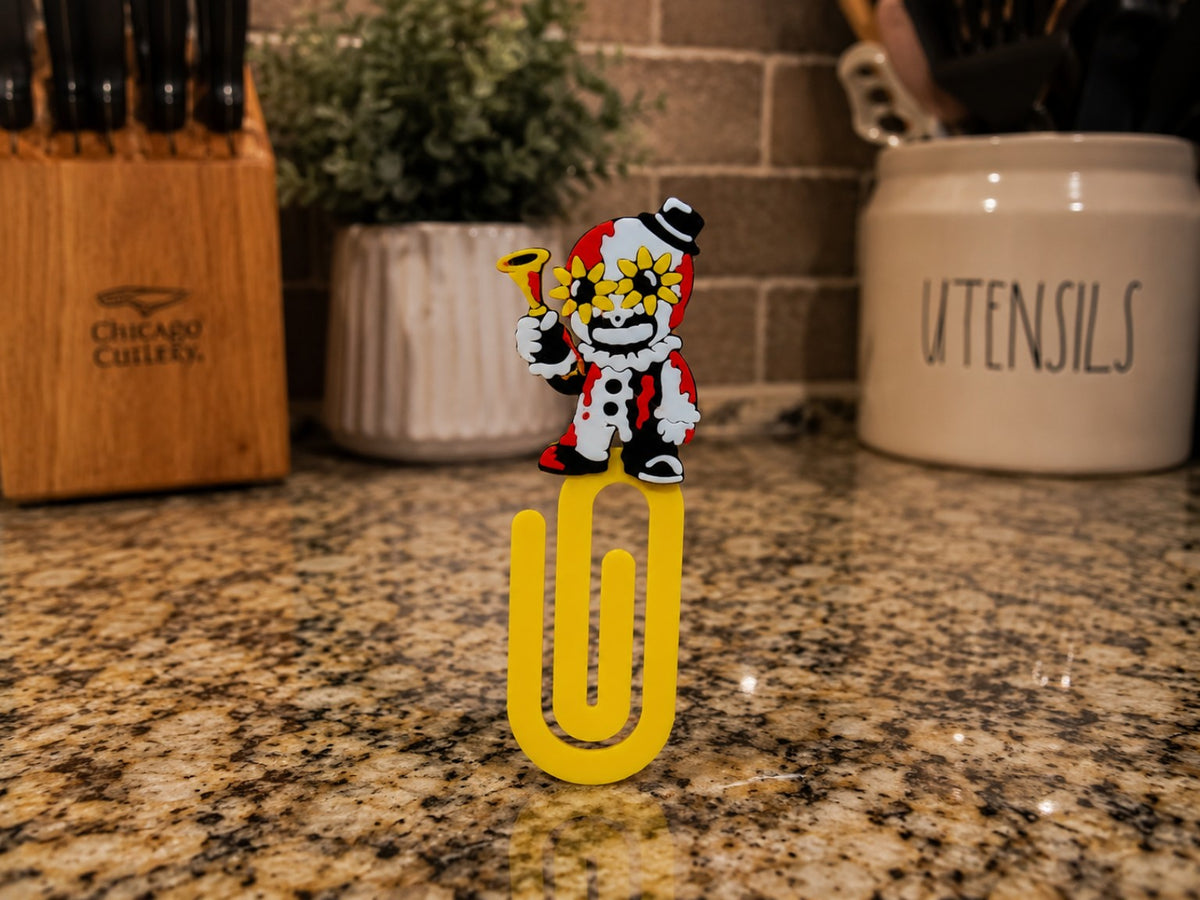 Sunflower Clown 3D printed paper clip bookmark