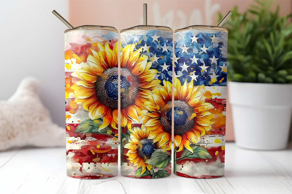 Patriotic Sunflower 20 oz Sublimation Tumbler