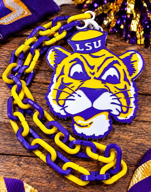 Tiger mascot purple and gold 3D printed hype chain