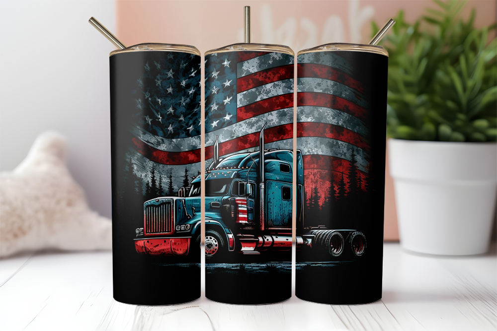 Patriotic Trucker 20 oz Sublimation Tumbler